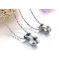 Engraved titanium with crystal pendant necklace for lover